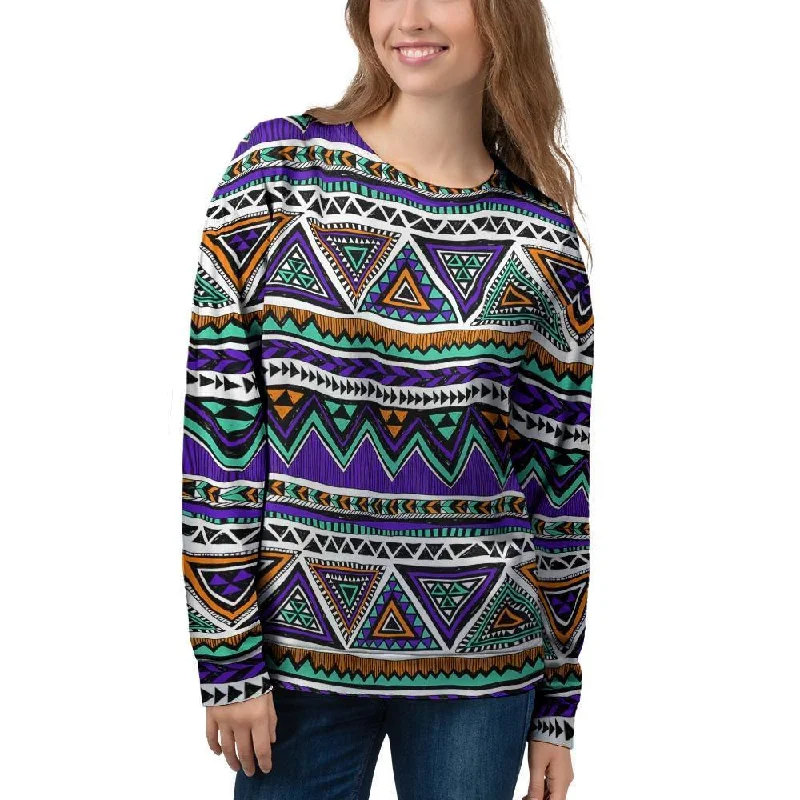 Neon Color Indian Aztec Doodle Women's Sweatshirt Hoodie with Slim Fit Tailored Modern Neon Color Indian Aztec Doodle Women's Sweatshirt Hoodie with Slim Fit Tailored Modern