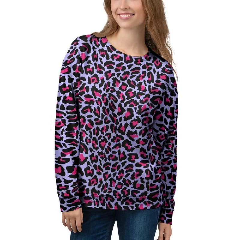 Neon Leopard Women's Sweatshirt Hoodie with Illustration Artistic Creative