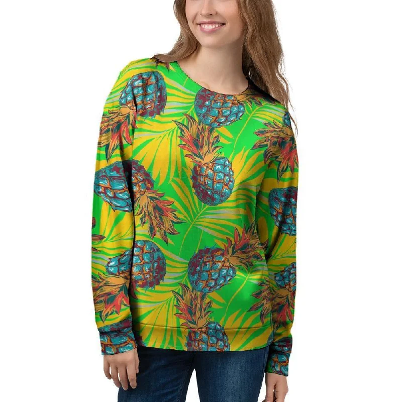 Neon Pineapple Hawaiian Print Women's Sweatshirt Hoodie Sweatshirt Pullover
