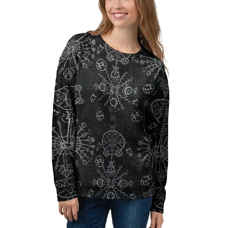 Occult Witch Gothic Women's Sweatshirt Hoodie with Slit Hem Functional Movement