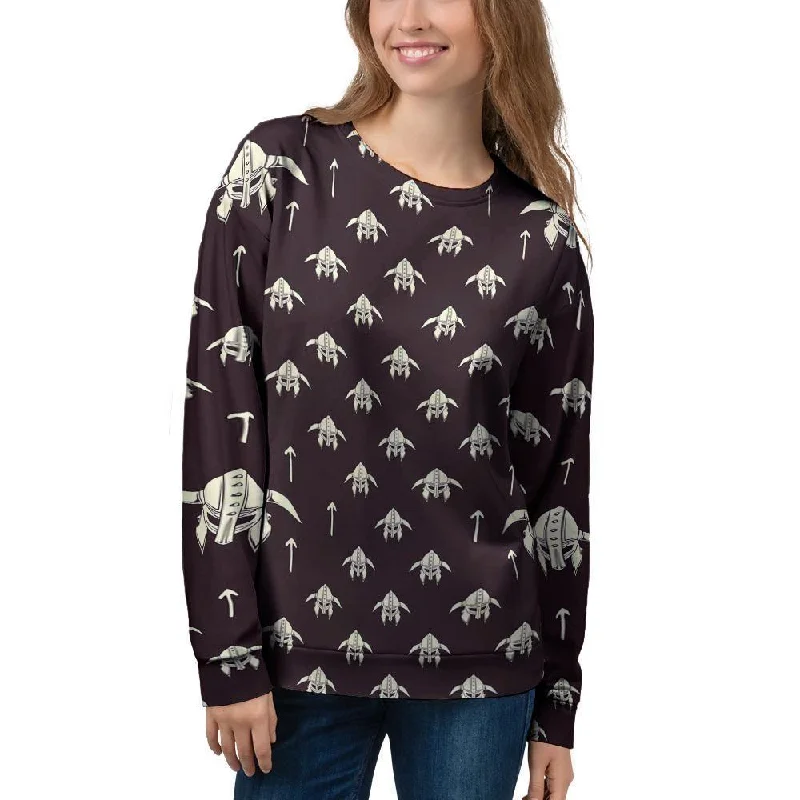 Odin's Mask Viking Women's Sweatshirt Hoodie with Tied Waist Feminine Flattering