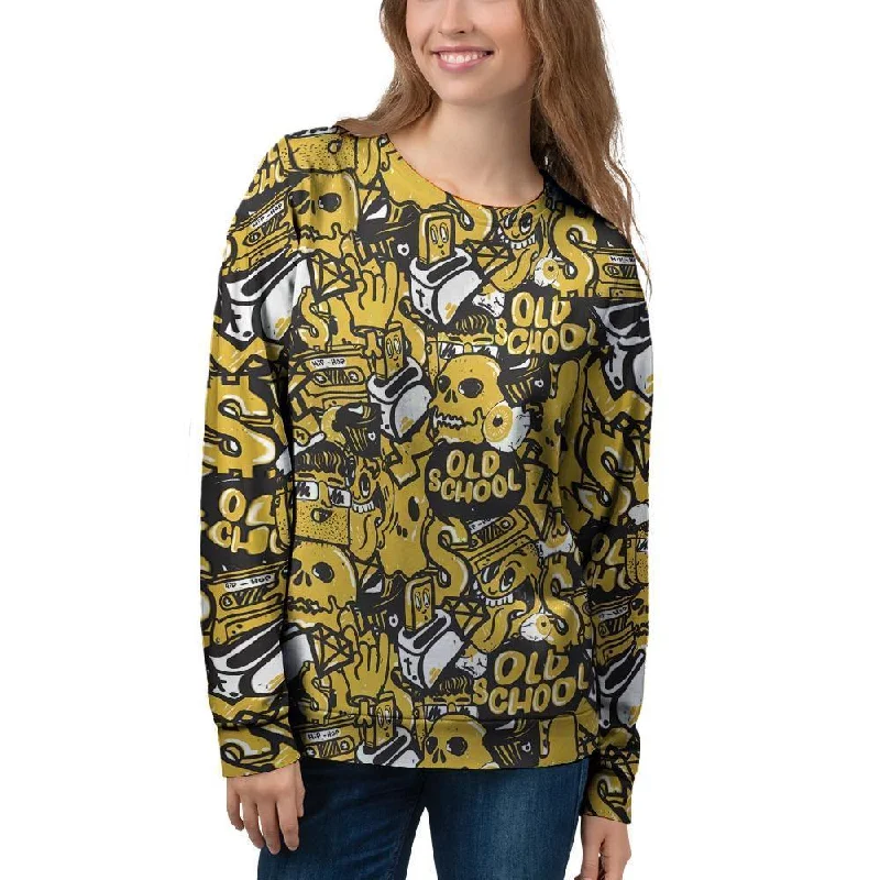 Old School HipHop Print Women's Sweatshirt Hoodie with Elastic Waist Stretchable Comfortable Old School HipHop Print Women's Sweatshirt Hoodie with Elastic Waist Stretchable Comfortable