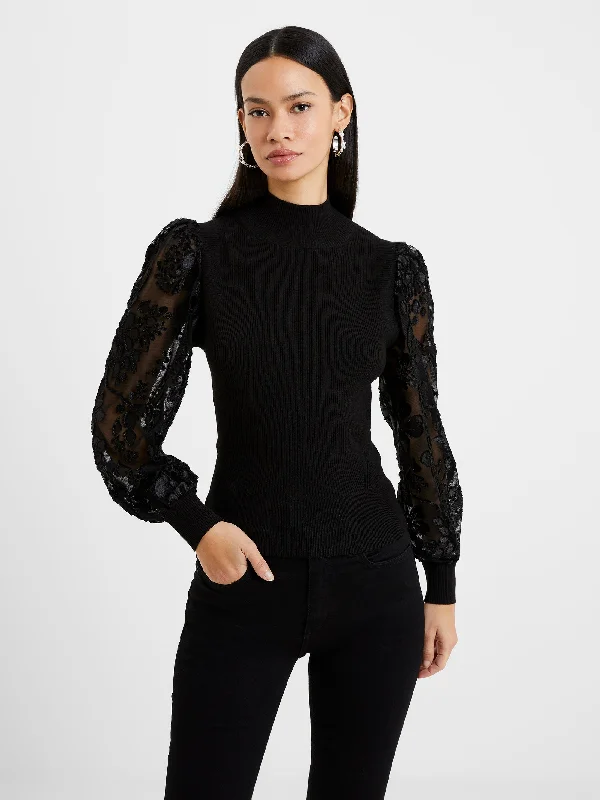 Onnie Krista Burnout Sleeves Jumper Lace Blend Ribbed Blend Corduroy Blend