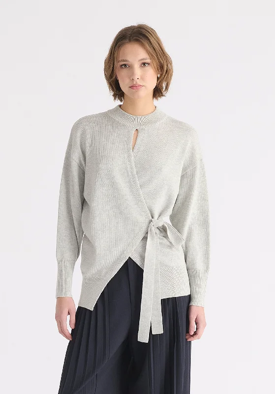 Open Front Mock Neck Wrap Jumper Handmade Hand-knitted Hand-woven