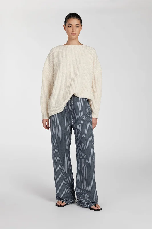 PAULINE CREAM MARLE LONGLINE JUMPER High Neck Crew Neck V-Neck
