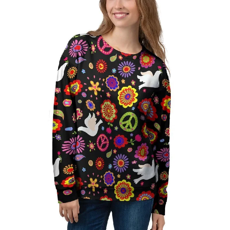 Peace Sign Hippie Women's Sweatshirt Hoodie with Gradient Ombre Colorful