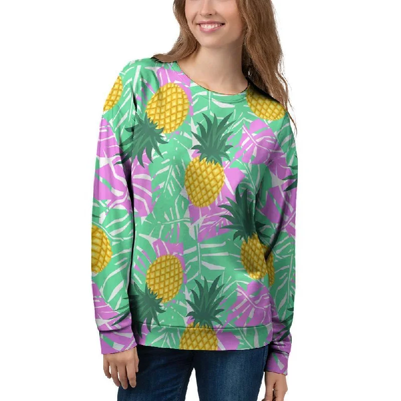 Pineapple Print Women's Sweatshirt Hoodie with Color Block Contrast Stylish