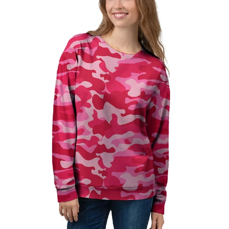 Pink Camo Print Women's Sweatshirt Hooded Sweatshirt Casual Wear Street Style