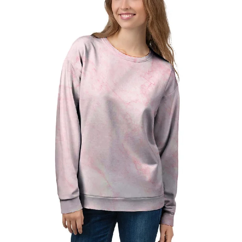 Pink Marble Women's Sweatshirt Hoodie with Tie-Dye Psychedelic Retro
