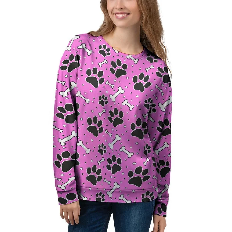 Pink Paw Women's Sweatshirt Hoodie with Stripes Bold Sporty