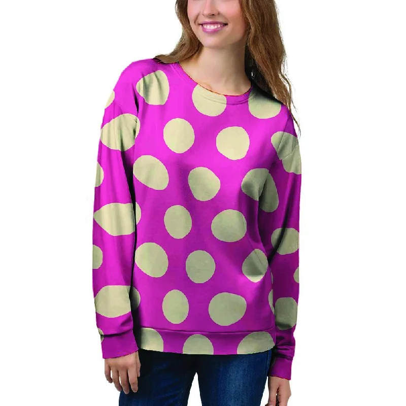 Pink Polka Dot Women's Sweatshirt Graphic Hoodie Design Print