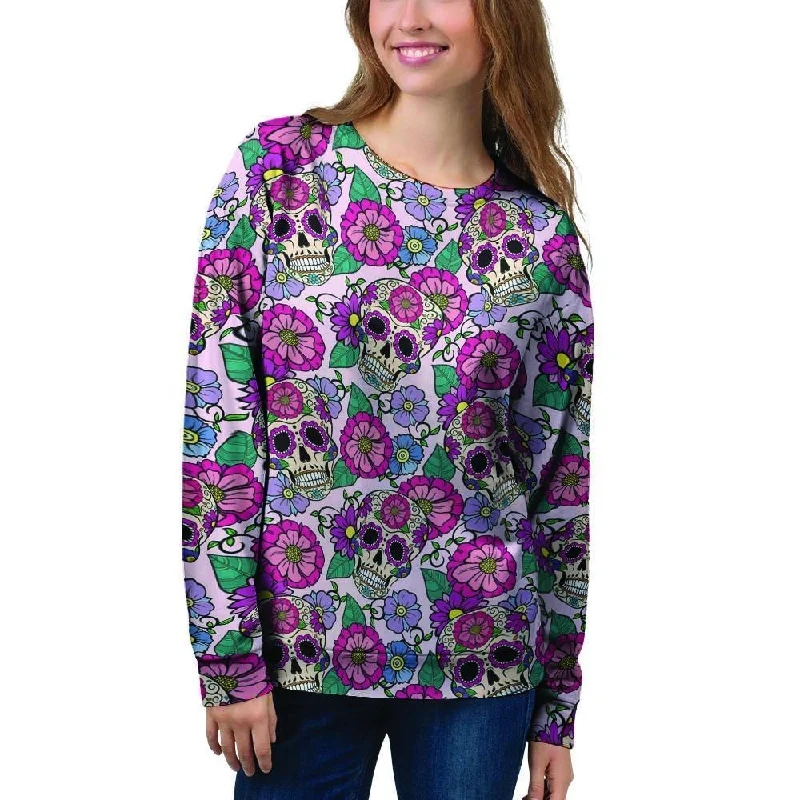 Pink Sugar Skull Floral Women's Sweatshirt Hoodie with Button Placket Classic Preppy Pink Sugar Skull Floral Women's Sweatshirt Hoodie with Button Placket Classic Preppy