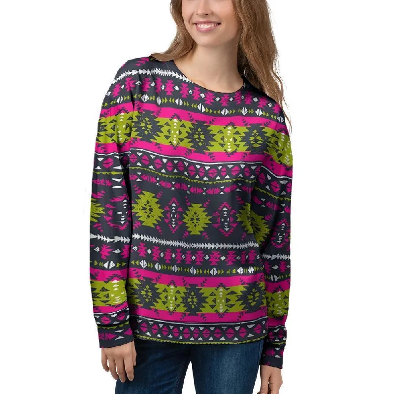Pink Tribal Aztec Grunge Women's Sweatshirt Hoodie with Batwing Sleeves Loose Dramatic Pink Tribal Aztec Grunge Women's Sweatshirt Hoodie with Batwing Sleeves Loose Dramatic