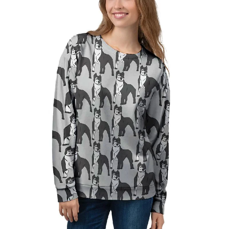 Pitbull Print Women's Sweatshirt Hoodie with Contrast Stitching Detailed Premium