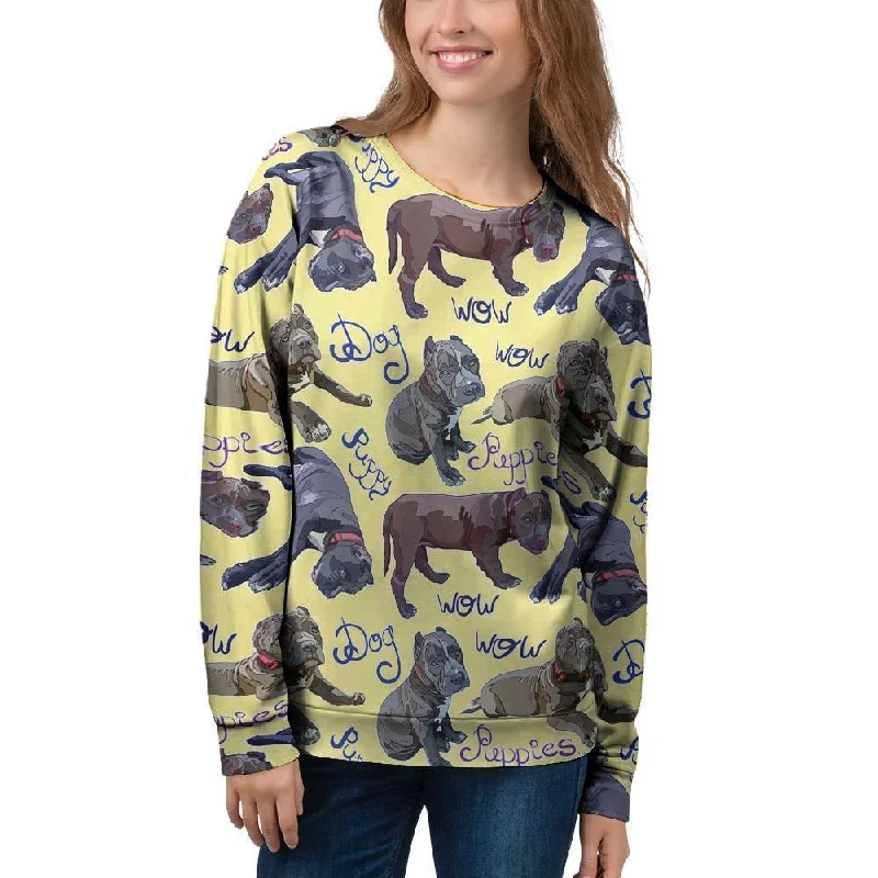 Pitbull Puppy Women's Sweatshirt Hoodie with Pastel Soft Subtle