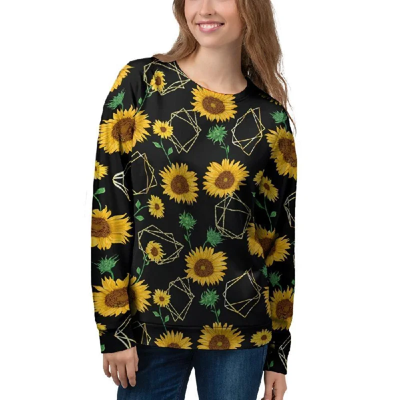 Polygonal Sunflower Women's Sweatshirt Hoodie with Gradient Ombre Colorful