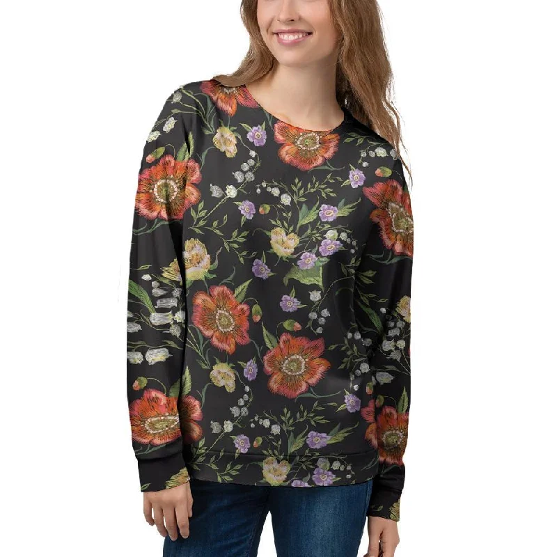 Poppy Floral Print Women's Sweatshirt Hoodie with Reflective Safety Nightwear
