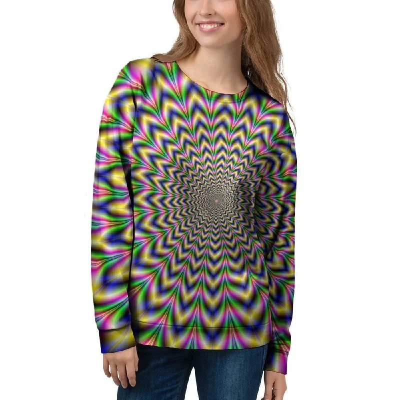 Psychedelic Blue Optical illusion Women's Sweatshirt Hoodie with Color Block Contrast Stylish