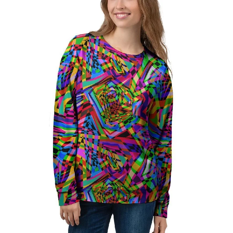 Psychedelic Geometric Multicolor Women's Sweatshirt Hoodie with Zipper Versatile Modern