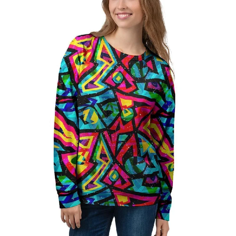 Psychedelic Geometric Print Women's Sweatshirt Hoodie with Patch Decorative Personalized Psychedelic Geometric Print Women's Sweatshirt Hoodie with Patch Decorative Personalized