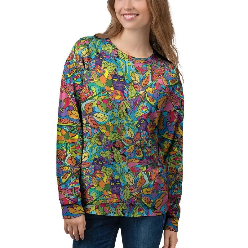 Psychedelic Jungle Forest Floral Women's Sweatshirt Hoodie with Logo Branding Identity Psychedelic Jungle Forest Floral Women's Sweatshirt Hoodie with Logo Branding Identity