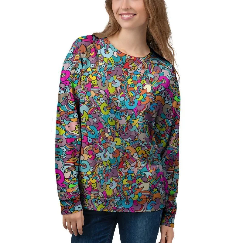 Psychedelic Print Women's Sweatshirt Oversized Hoodie Comfort Casual