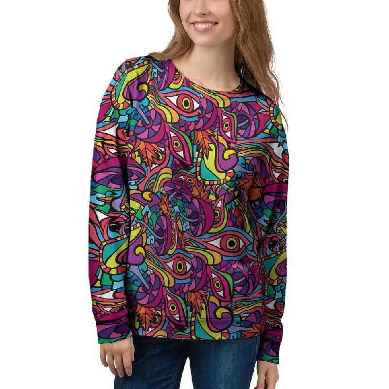 Psychedelic Trippy Eye Women's Sweatshirt Hoodie with Hem Contrast Bold Stylish