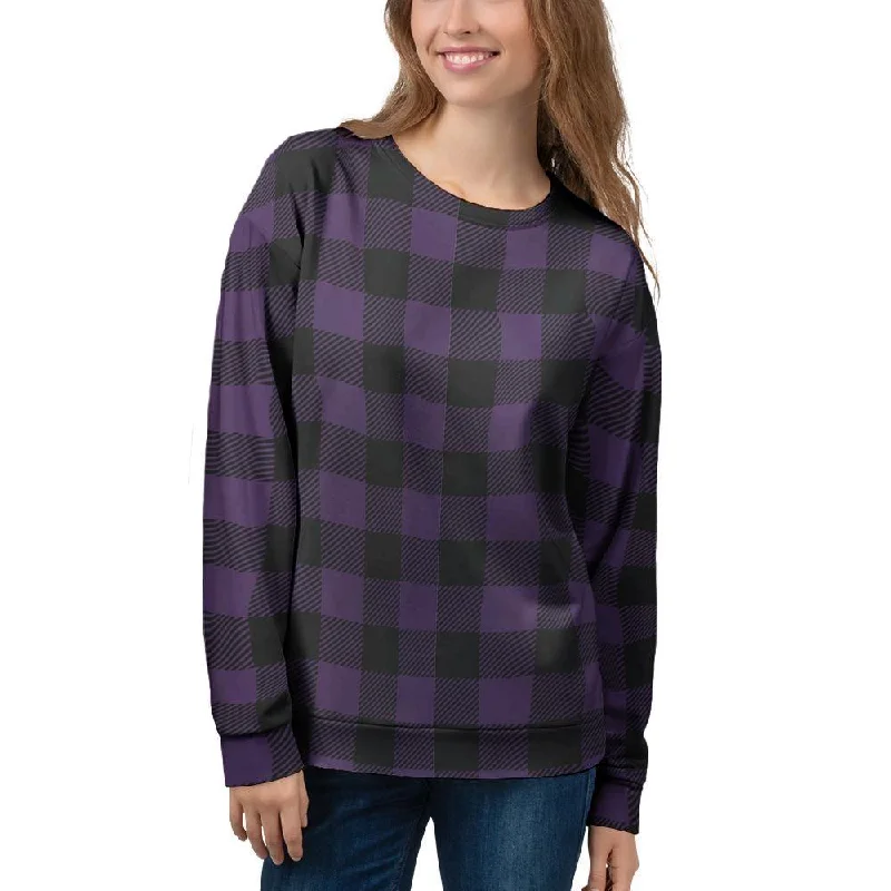 Purple Buffalo Plaid Women's Sweatshirt Hoodie with High-Low Hem Asymmetrical Trendy Purple Buffalo Plaid Women's Sweatshirt Hoodie with High-Low Hem Asymmetrical Trendy