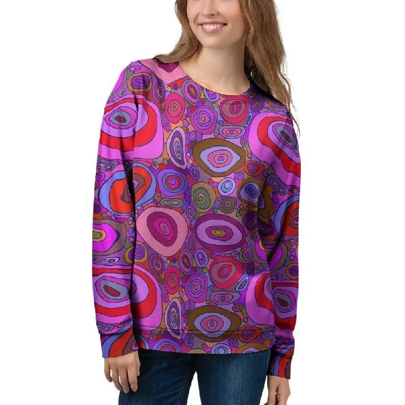 Purple Trippy Hippie Women's Sweatshirt Hoodie with Bell Sleeves Flared Feminine