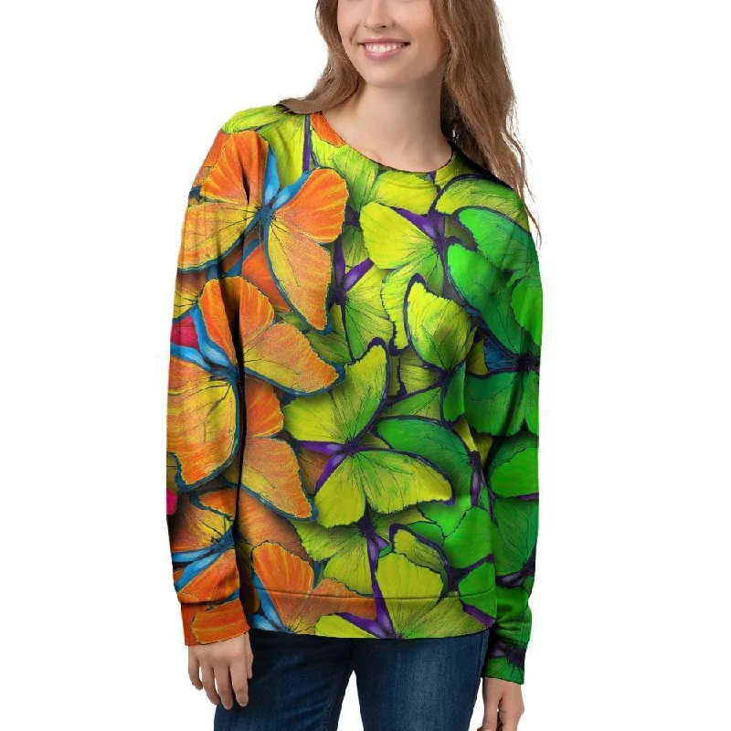 Rainbow Butterfly Print Women's Sweatshirt Hoodie with Slim Fit Tailored Modern
