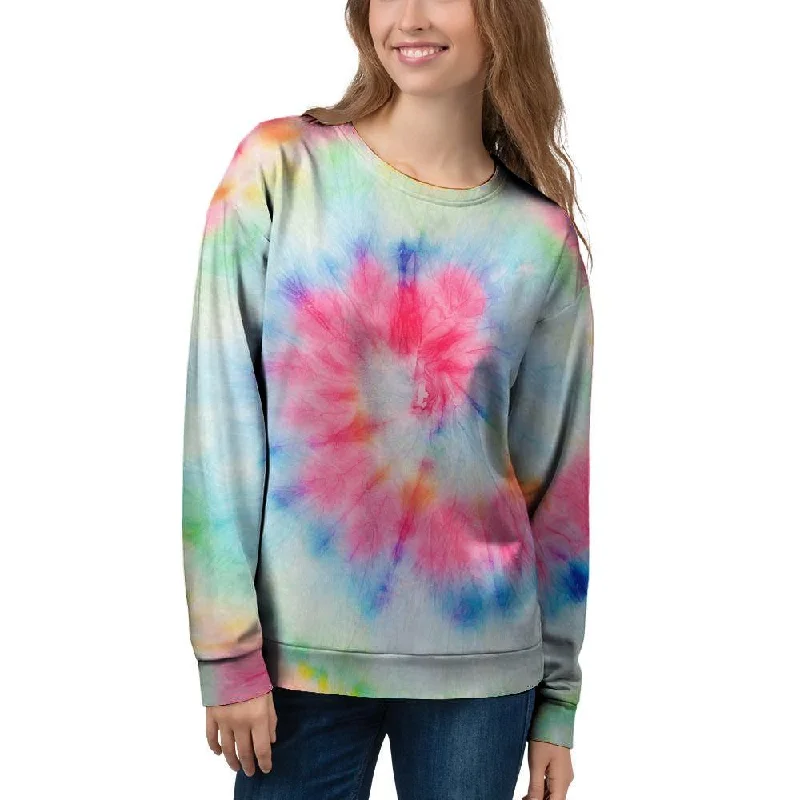 Rainbow Tie Dye Women's Sweatshirt Hoodie with Pastel Soft Subtle