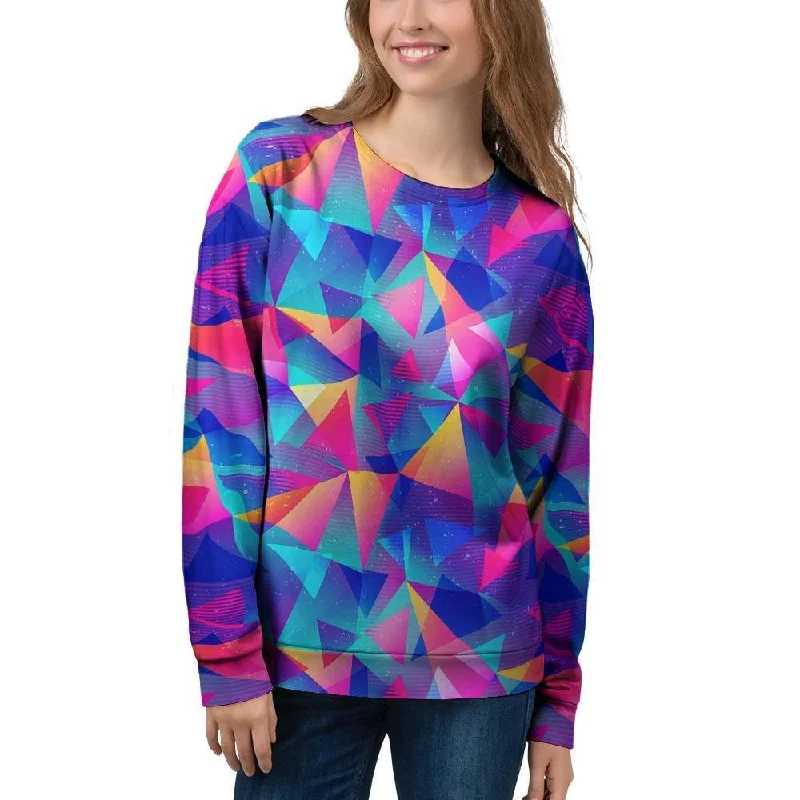 Rainbow Triangle Geometric Women's Sweatshirt Hoodie with Tie-Dye Psychedelic Retro