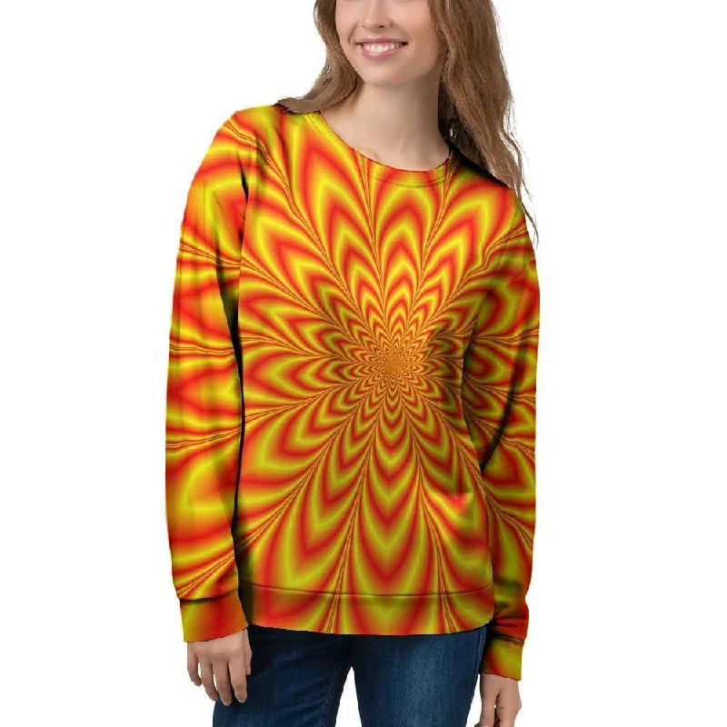 Red and Yellow Abstract Optical illusion Women's Sweatshirt Hoodie with Hem Raw Edge Edgy Unfinished Red and Yellow Abstract Optical illusion Women's Sweatshirt Hoodie with Hem Raw Edge Edgy Unfinished