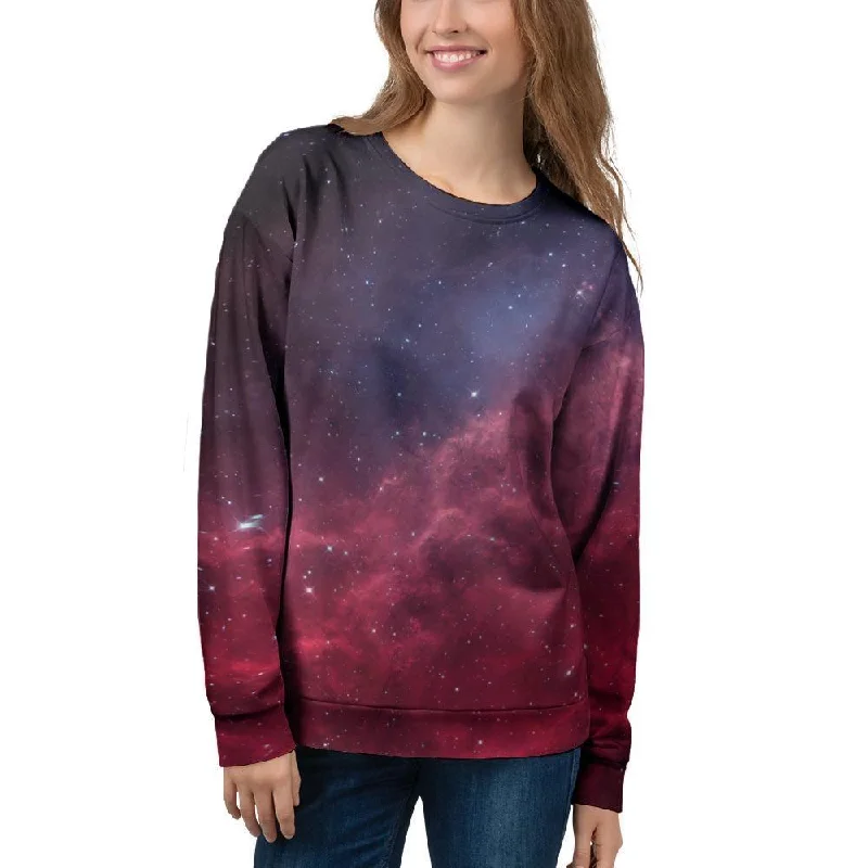 Red Cosmic Galaxy Space Women's Sweatshirt Hoodie with Elastic Waist Stretchable Comfortable Red Cosmic Galaxy Space Women's Sweatshirt Hoodie with Elastic Waist Stretchable Comfortable