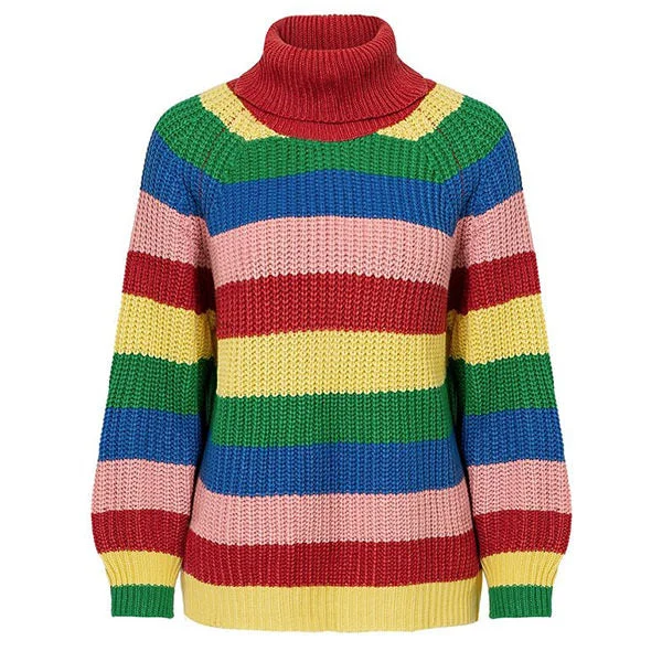 Roll Neck Rainbow Jumper Neon Metallic Matte