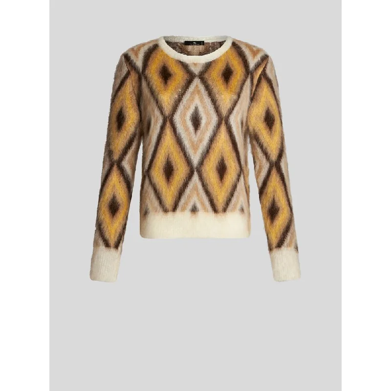 ROUND NECK JACQUARD JUMPER Striped Floral Plaid