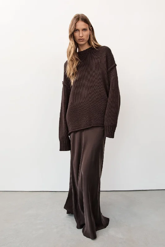 ROY CHOC LONGLINE KNIT JUMPER Fitted Slim Tailored