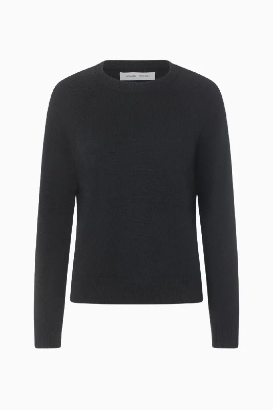 Samsøe Samsøe Boston O-Neck Jumper - Black Satin Fabric Silk Fabric Chiffon Fabric