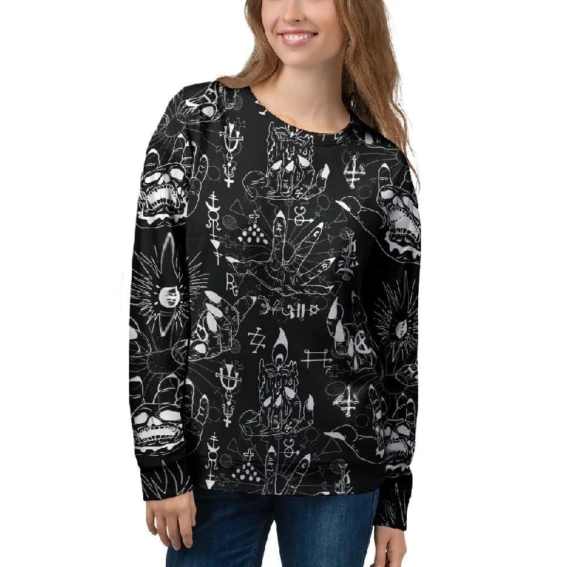 Satanic Gothic Witch Women's Sweatshirt Hoodie with Hem Detail Decorative Unique