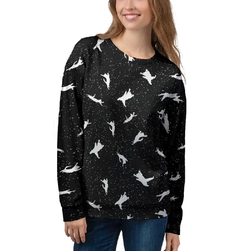 Silhouette Cat Print Women's Sweatshirt Hoodie with Turtle Neck Cozy Winter