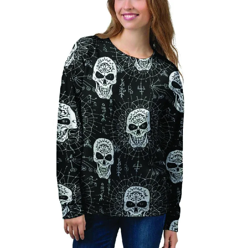 Skull Gothic Witch Women's Sweatshirt Hoodie with Elastic Cuffs Stretchable Comfortable Skull Gothic Witch Women's Sweatshirt Hoodie with Elastic Cuffs Stretchable Comfortable