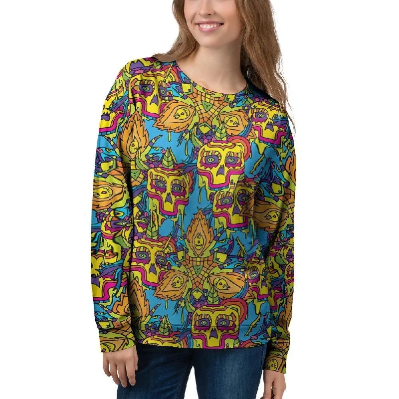Skull Trippy Psychedelic Women's Sweatshirt Hoodie with Set-In Sleeves Structured Classic Skull Trippy Psychedelic Women's Sweatshirt Hoodie with Set-In Sleeves Structured Classic