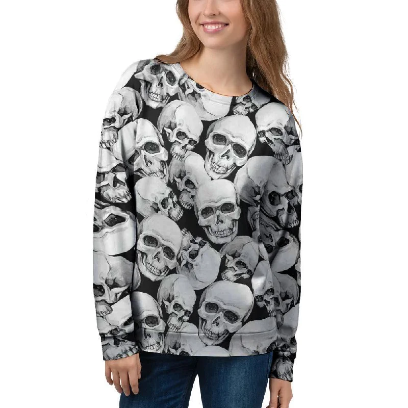 Skull Women's Sweatshirt Hoodie with Puffed Sleeves Voluminous Trendy