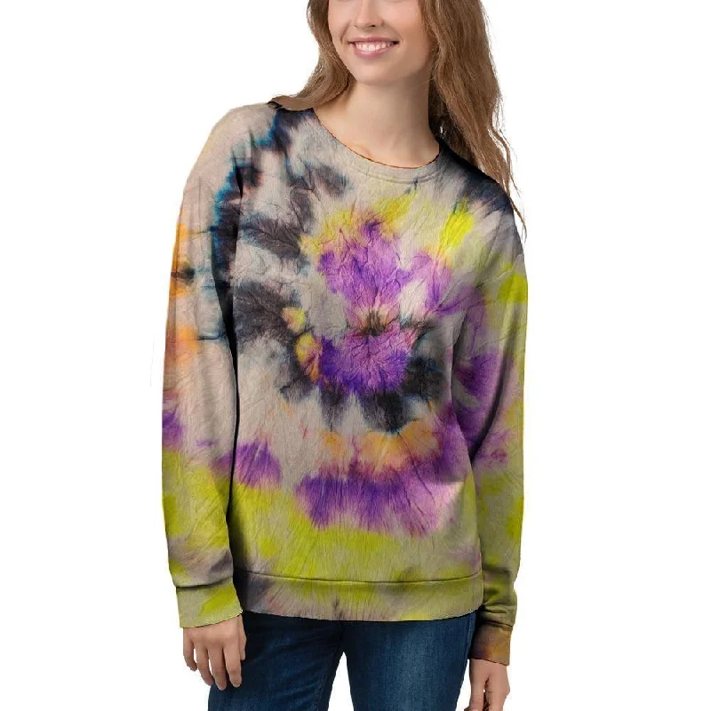 Spiral Hippie Tie Dye Women's Sweatshirt Hoodie with Sequins Glamorous Eye-catching