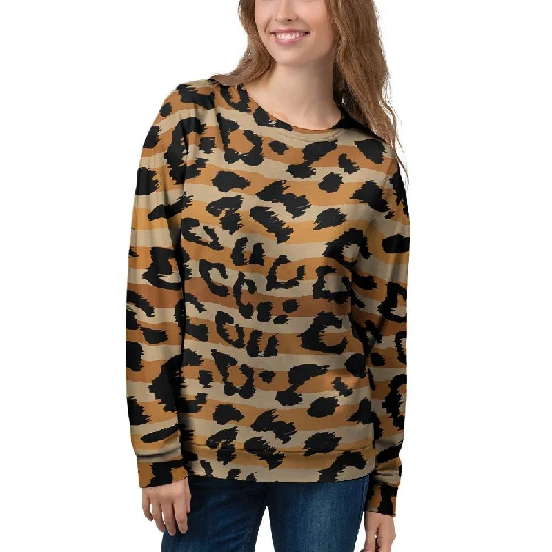 Striped Leopard Women's Sweatshirt Hoodie with Print Artistic Unique
