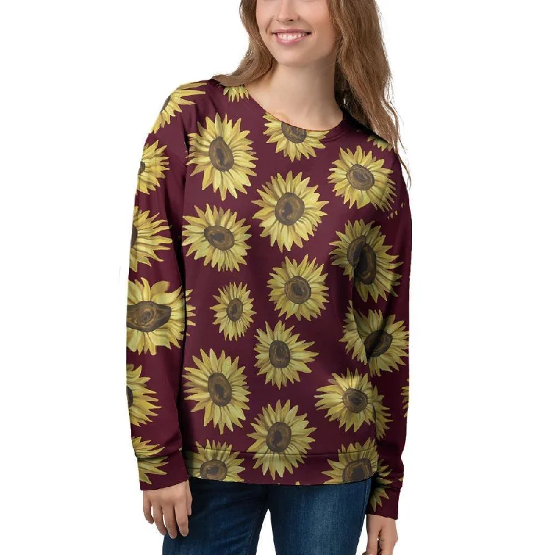 Sunflower Brown Women's Sweatshirt Hoodie with High-Low Hem Asymmetrical Trendy