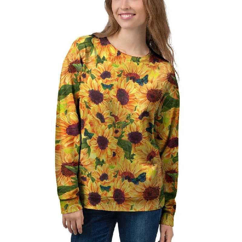 Sunflower Butterfly Women's Sweatshirt Hoodie with Elastic Waist Stretchable Comfortable Sunflower Butterfly Women's Sweatshirt Hoodie with Elastic Waist Stretchable Comfortable