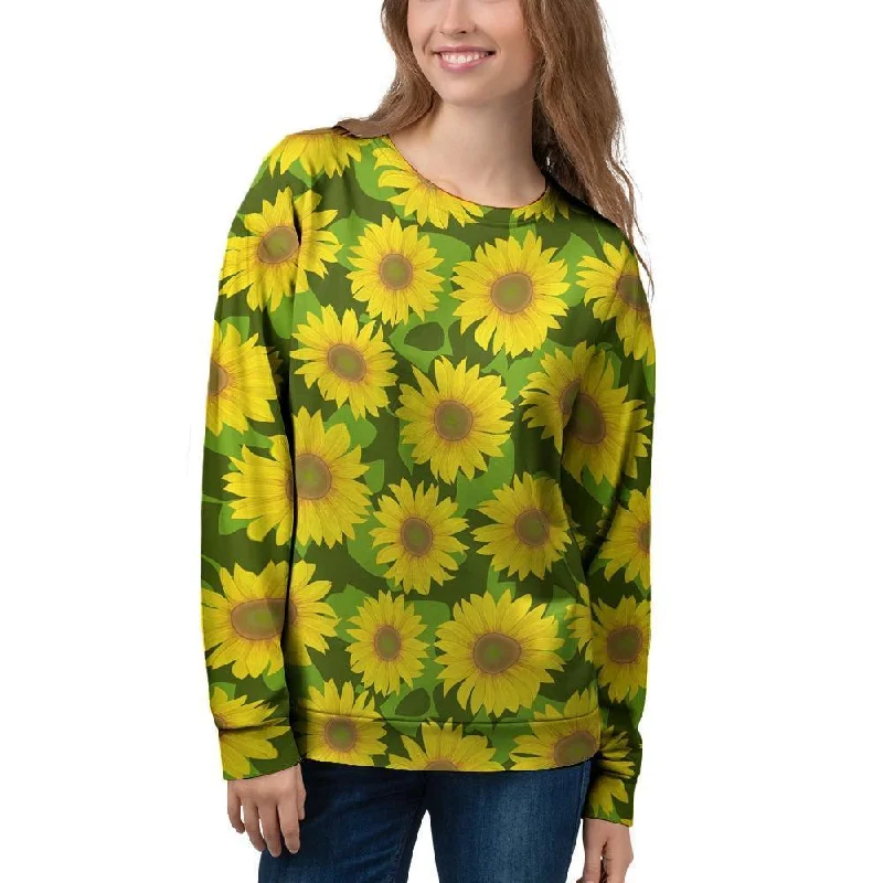 Sunflower Flower Print Women's Sweatshirt Hoodie with Toggle Buttons Decorative Unique Sunflower Flower Print Women's Sweatshirt Hoodie with Toggle Buttons Decorative Unique