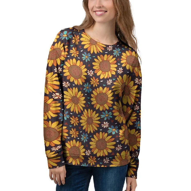 Sunflowr Floral Women's Sweatshirt Hoodie with Bell Sleeves Flared Feminine