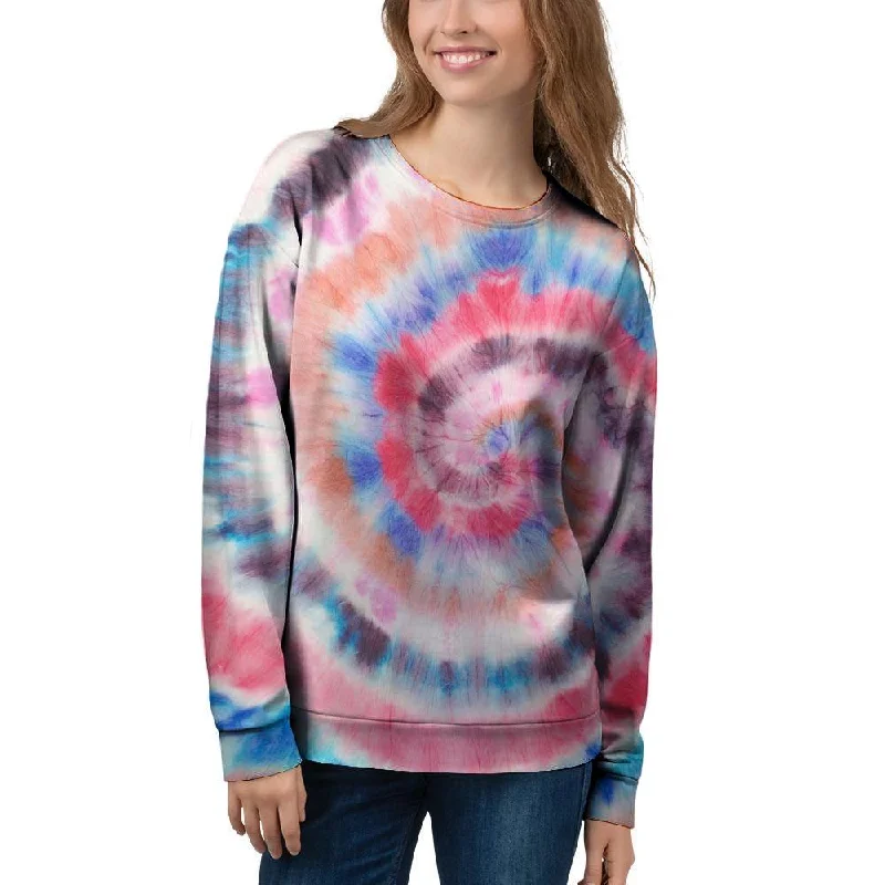 Swirl Rainbow Tie Dye Women's Sweatshirt Hoodie with Raglan Sleeves Sporty Comfortable Swirl Rainbow Tie Dye Women's Sweatshirt Hoodie with Raglan Sleeves Sporty Comfortable
